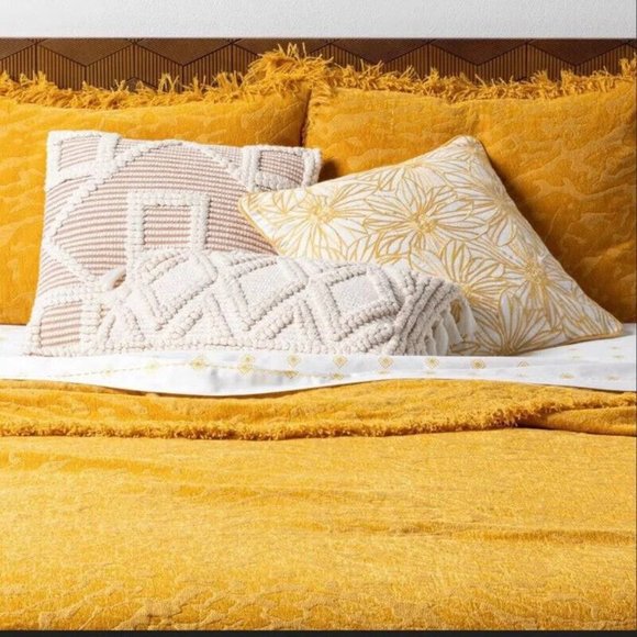 Opalhouse Woven Embroidered Diamond Lumbar Throw Pillow 20 x 13 x 5" Cream - Picture 2 of 7